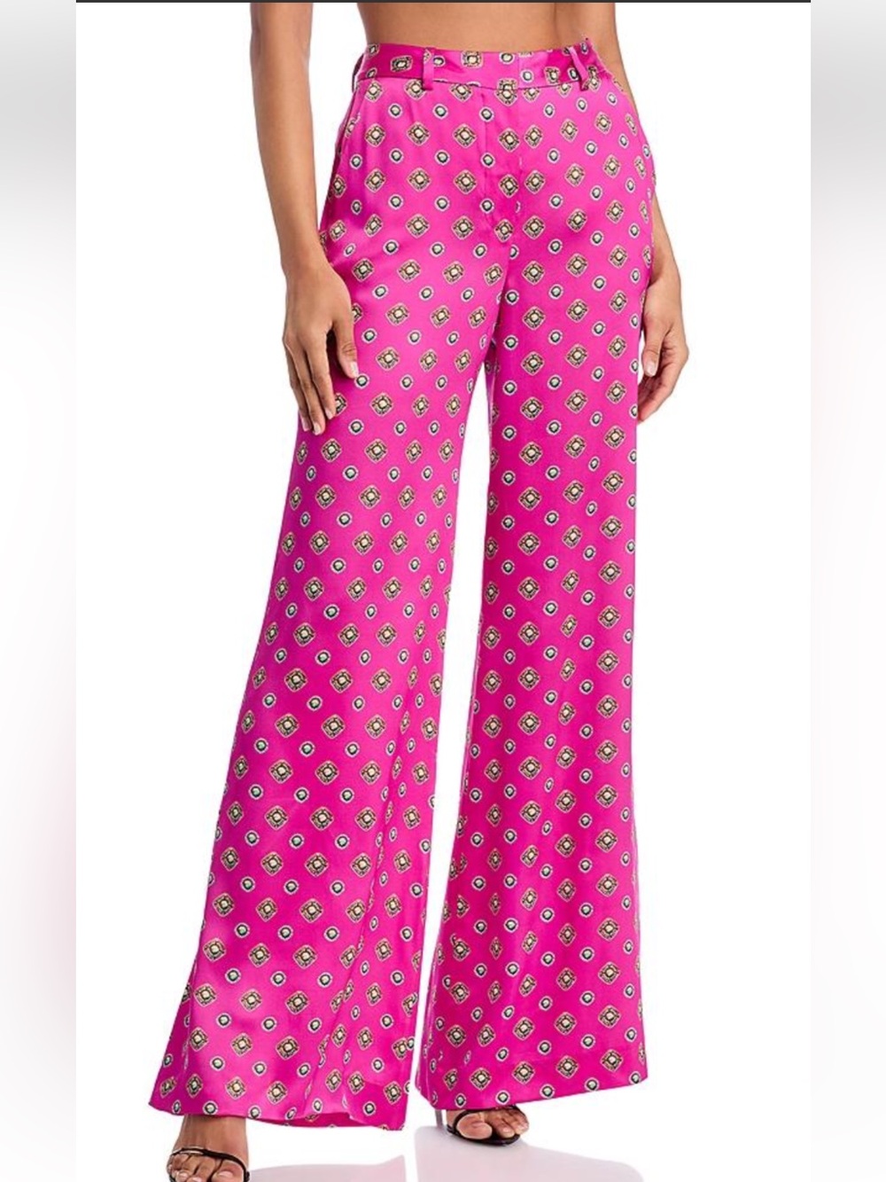 L'AGENCE Pilar Silk Hot Pink Floral Trouser Size 2